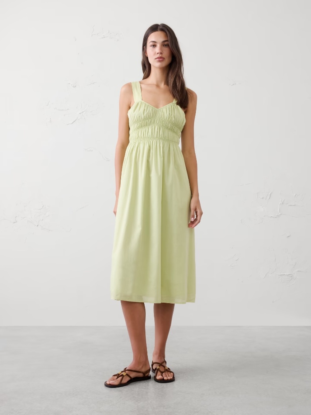 Banana Republic Factory Voile Shirred-Bust Midi Dress – Nile Green – XL NWT